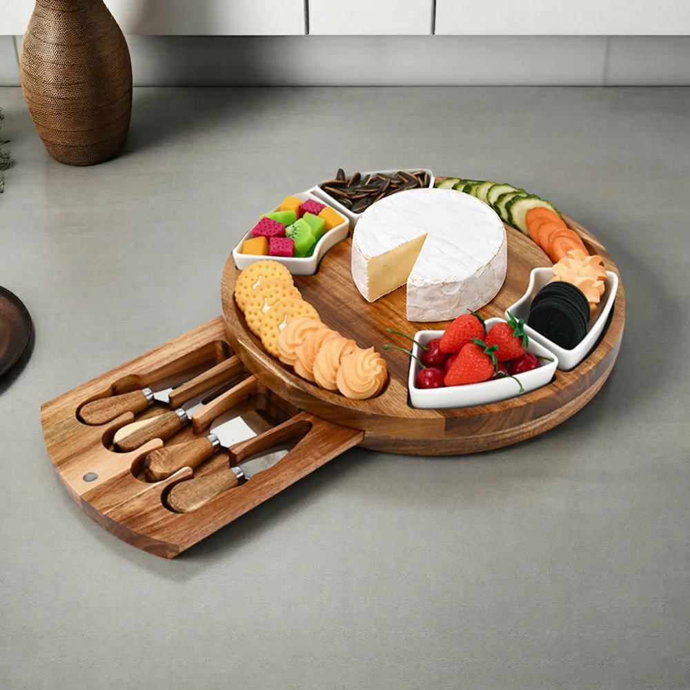 Acacia Wood Charcuterie Board - 9 Piece Set - Image 11