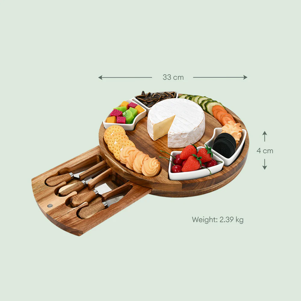 Acacia Wood Charcuterie Board - 9 Piece Set - Image 6
