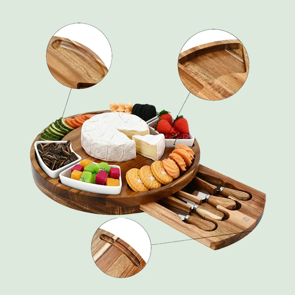 Acacia Wood Charcuterie Board - 9 Piece Set - Image 8