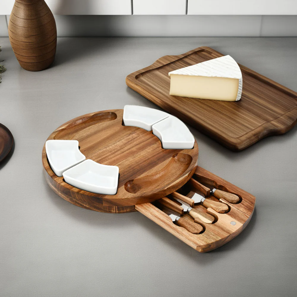 Acacia Wood Charcuterie Board - 9 Piece Set - Image 9