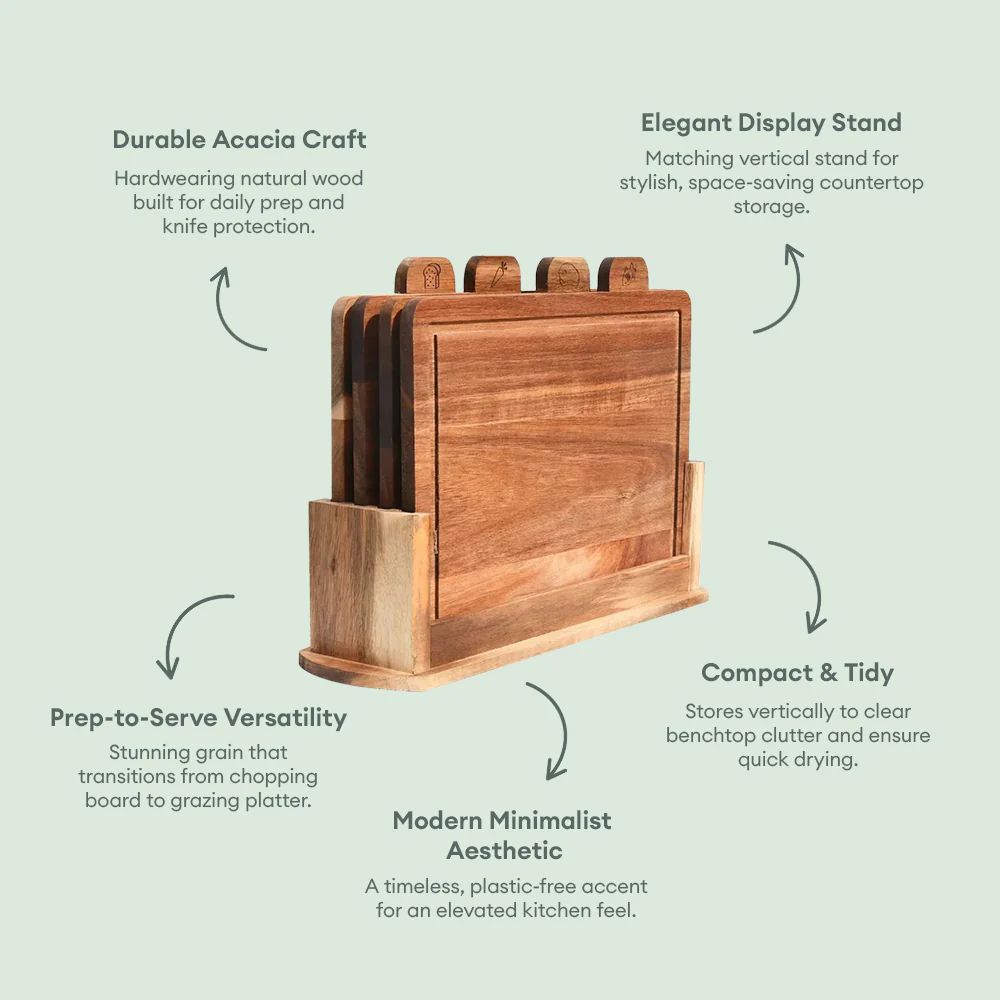 Acacia Wood Chopping Board - 5 Piece Set - Image 7