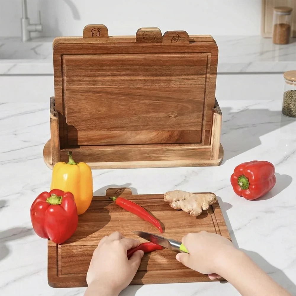 Acacia Wood Chopping Board - 5 Piece Set - Image 8