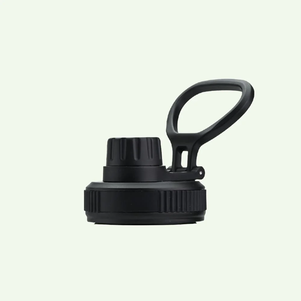 Premium Insulated Water Bottle with 2 x Caps - Black (1L) - Image 3
