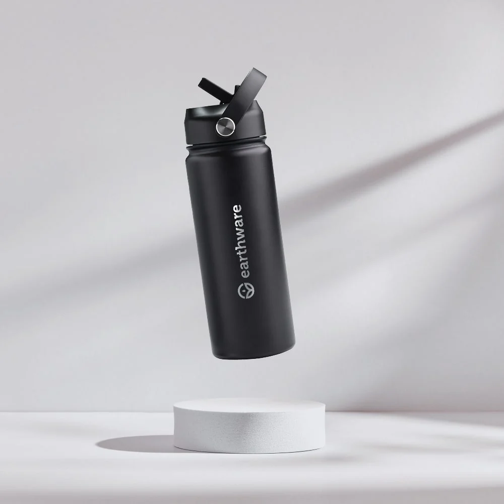 Premium Insulated Water Bottle with 2 x Caps - Black (550ml) - Image 4