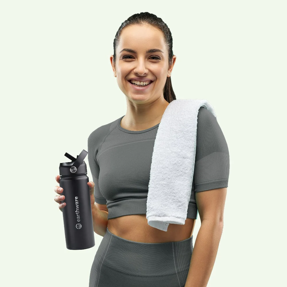 Premium Insulated Water Bottle with 2 x Caps - Black (550ml) - Image 6