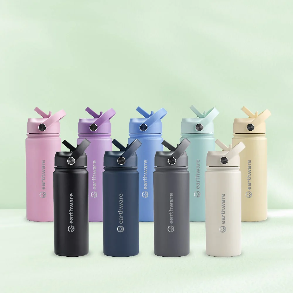 Premium Insulated Water Bottle with 2 x Caps - Pink (550ml) - Image 4