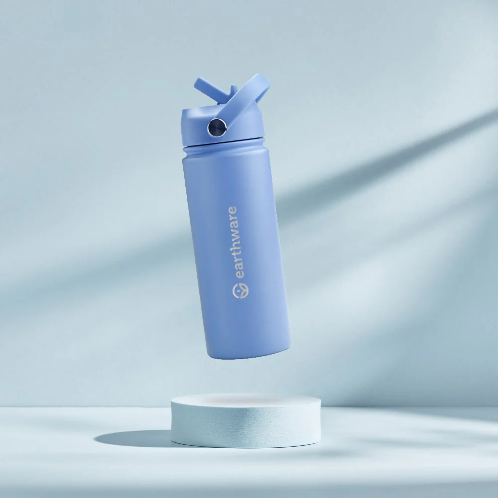 Premium Insulated Water Bottle with 2 x Caps - Blue (550ml) - Image 6