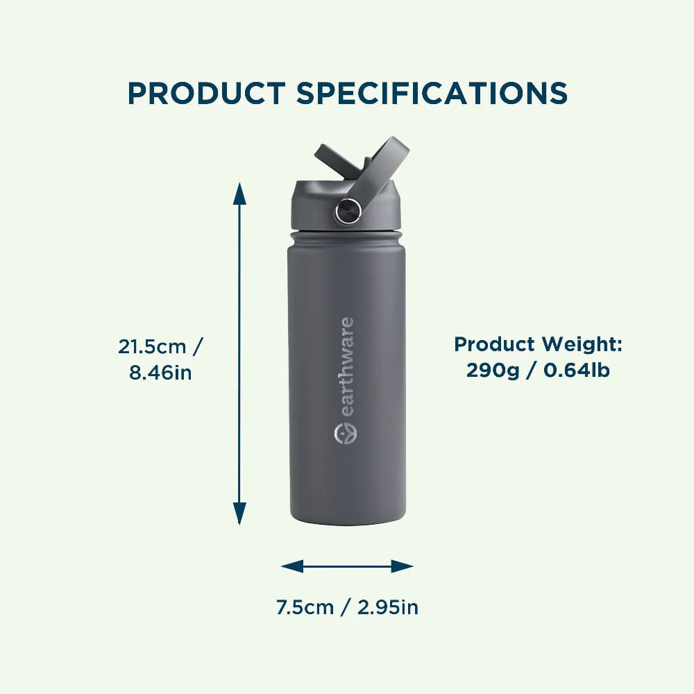 Premium Insulated Water Bottle with 2 x Caps - Pink (550ml) - Image 7