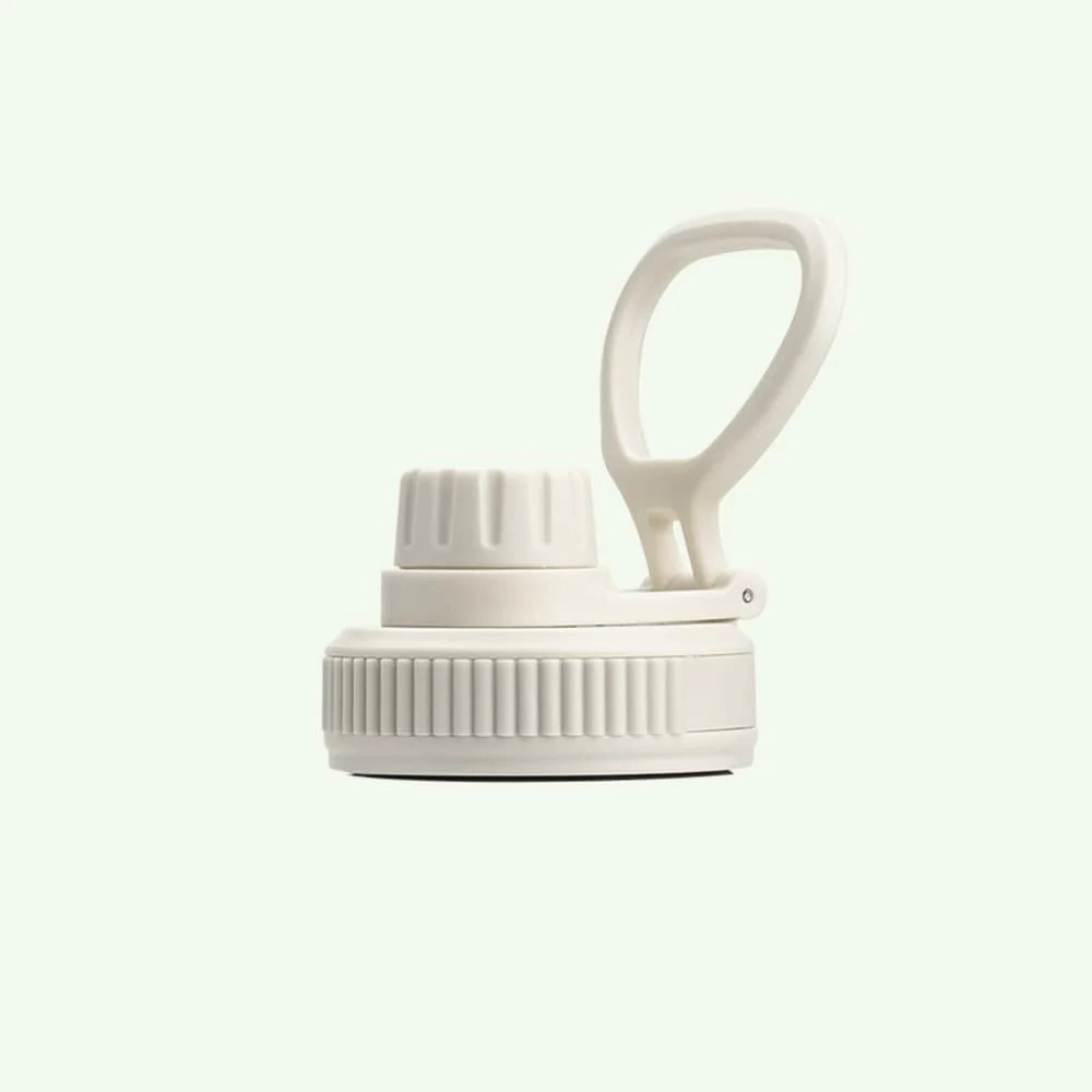 Premium Insulated Water Bottle with 2 x Caps - Cream (1L) - Image 3