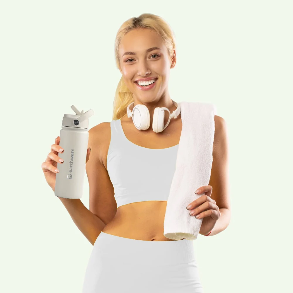 Premium Insulated Water Bottle with 2 x Caps - Cream (550ml) - Image 7