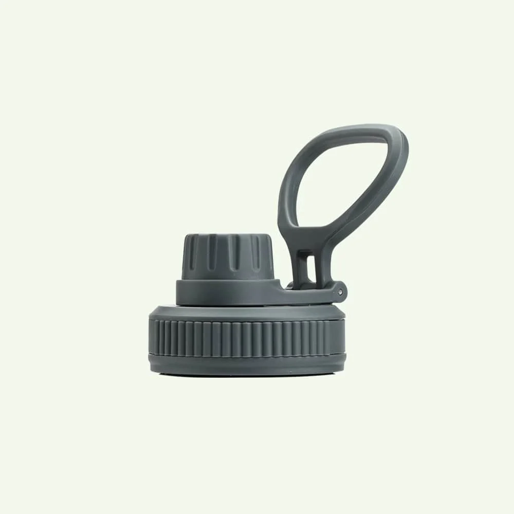 Premium Insulated Water Bottle with 2 x Caps - Grey (1L) - Image 3