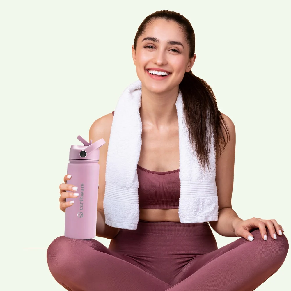 Premium Insulated Water Bottle with 2 x Caps - Pink (550ml) - Image 5