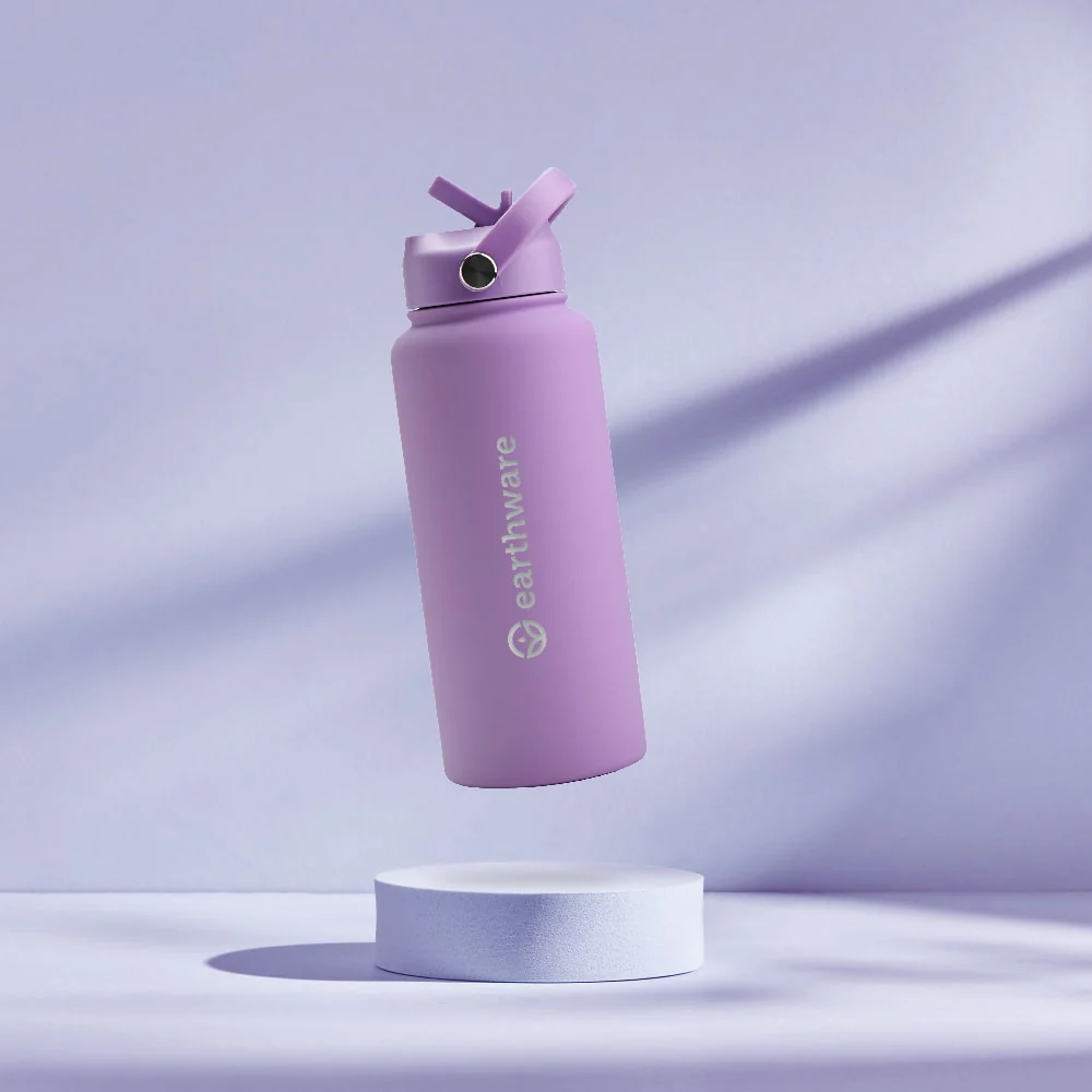 Premium Insulated Water Bottle with 2 x Caps - Purple (1L) - Image 5