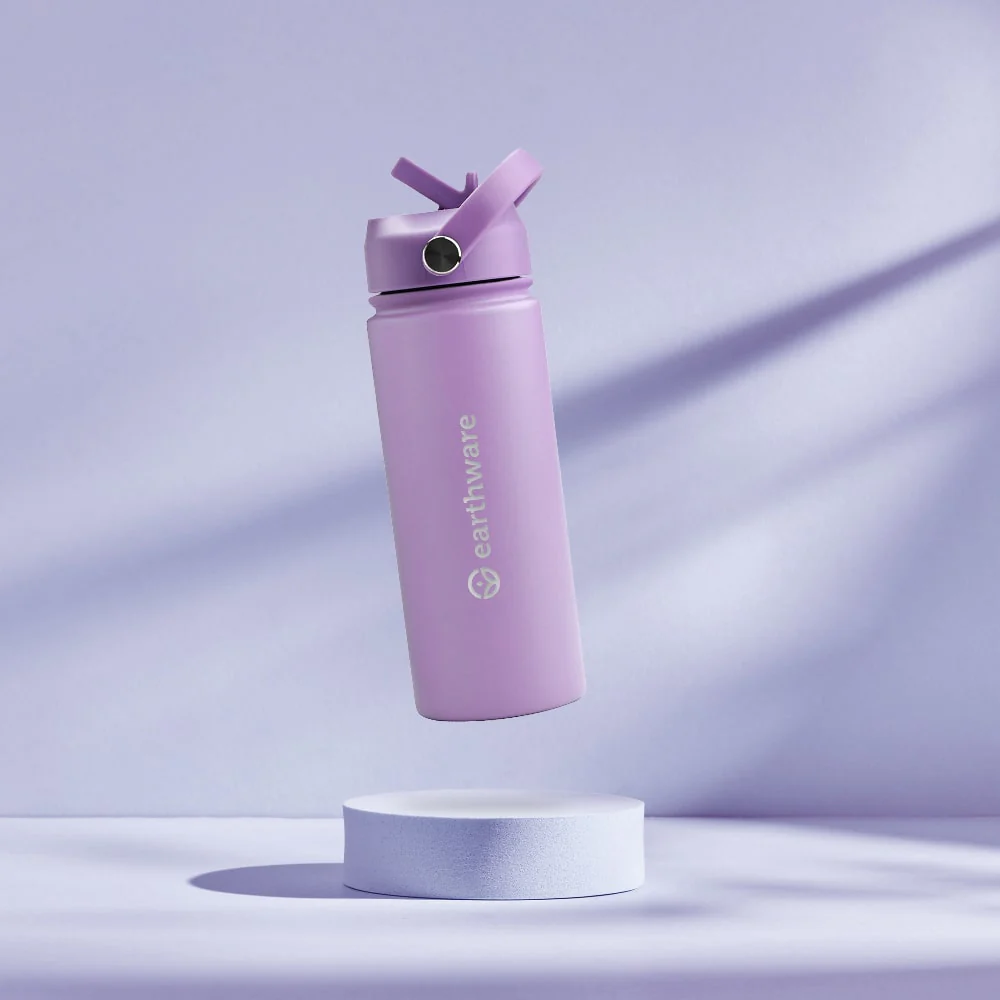 Premium Insulated Water Bottle with 2 x Caps - Purple (550ml) - Image 6