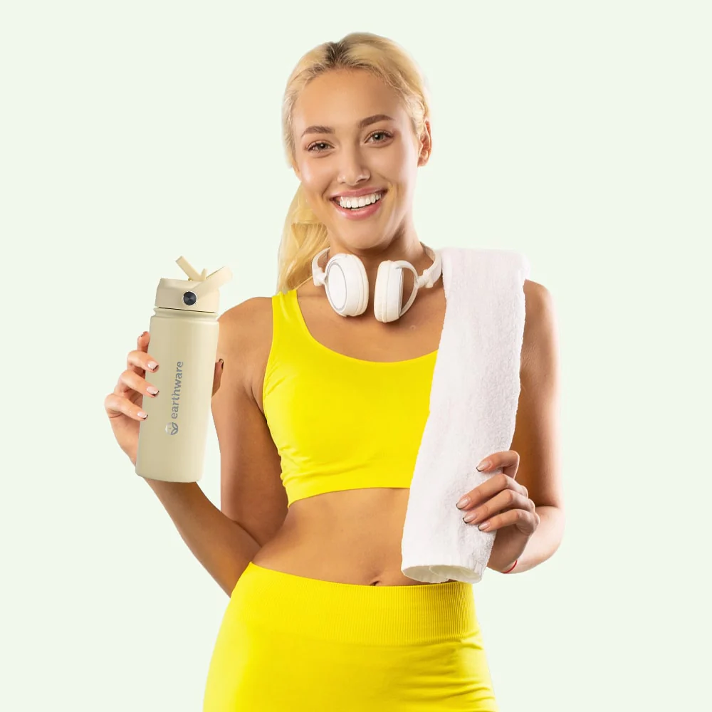 Premium Insulated Water Bottle with 2 x Caps - Yellow (550ml) - Image 5