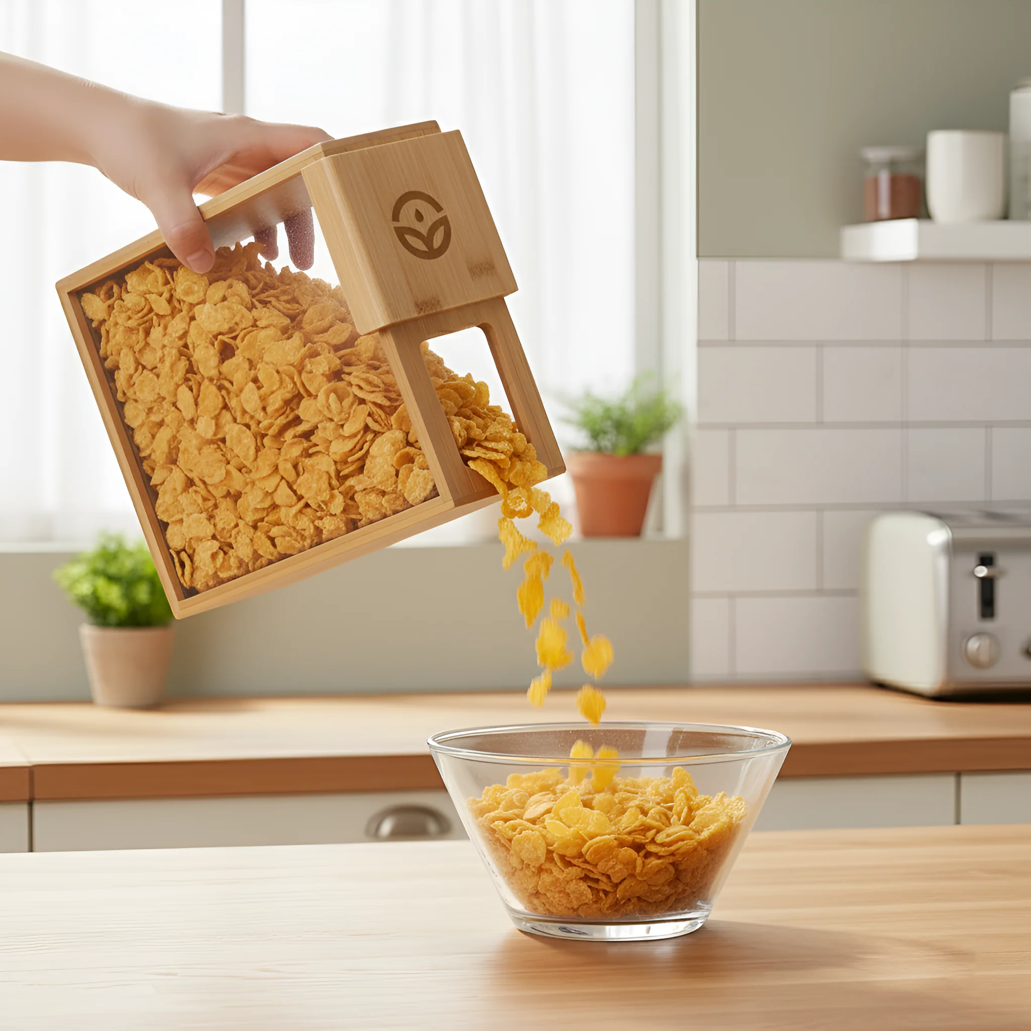 Glass Bamboo Cereal & Dry Food Dispenser - Image 10