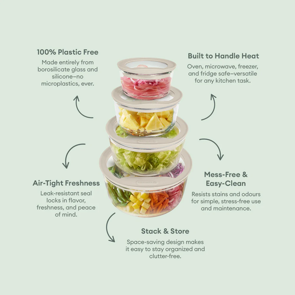Glass Food Storage Containers - Circle (950ml) - Image 3