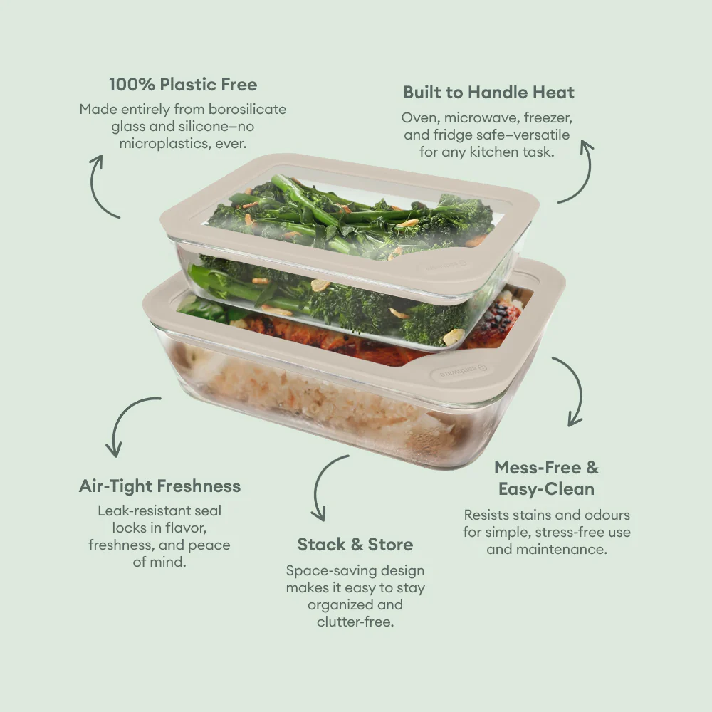 Glass Food Storage Containers - Rectangle - 2 Pack - Image 3