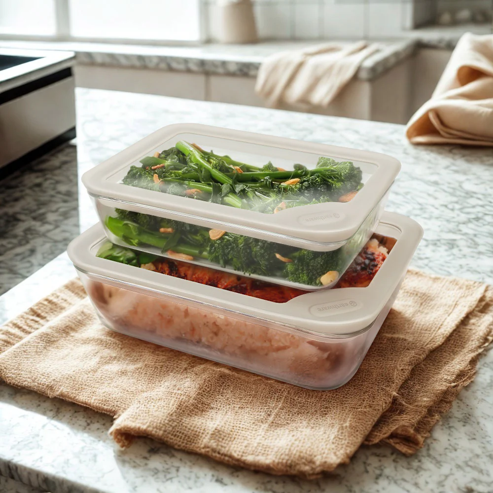 Glass Food Storage Containers - Rectangle - 2 Pack - Image 4